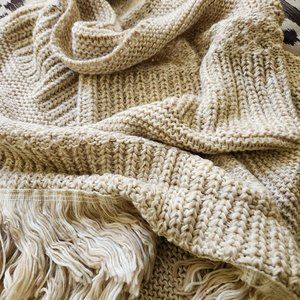 Merona Wide knit shoulder wrap with fringe, new.